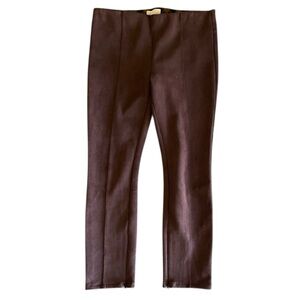 Anthropologie Brown faux suede pull on leggings/pants with inside ankle zip
